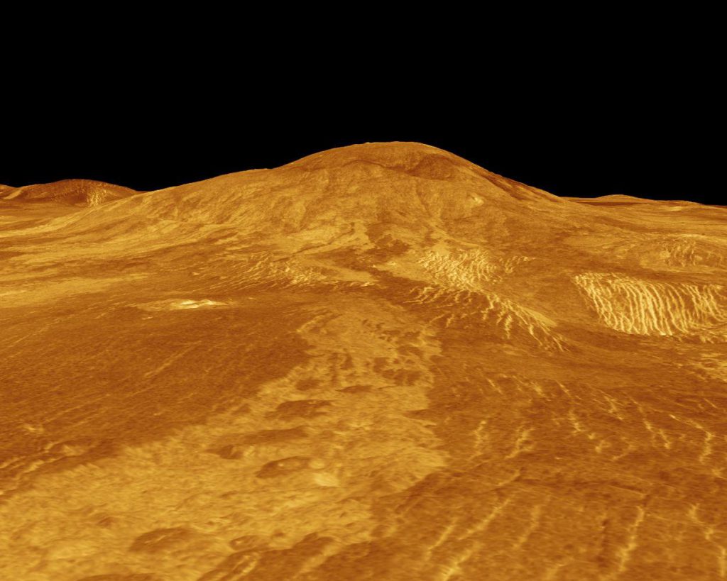 Modelo 3D generado por computadora de la superficie de Venus 